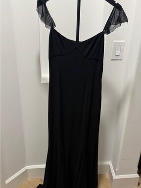 Elie Tahari Black Maxi Slip Dress with Sheer Tie Straps